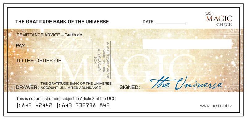 The Magic Check from The Universe The Secret Official Website